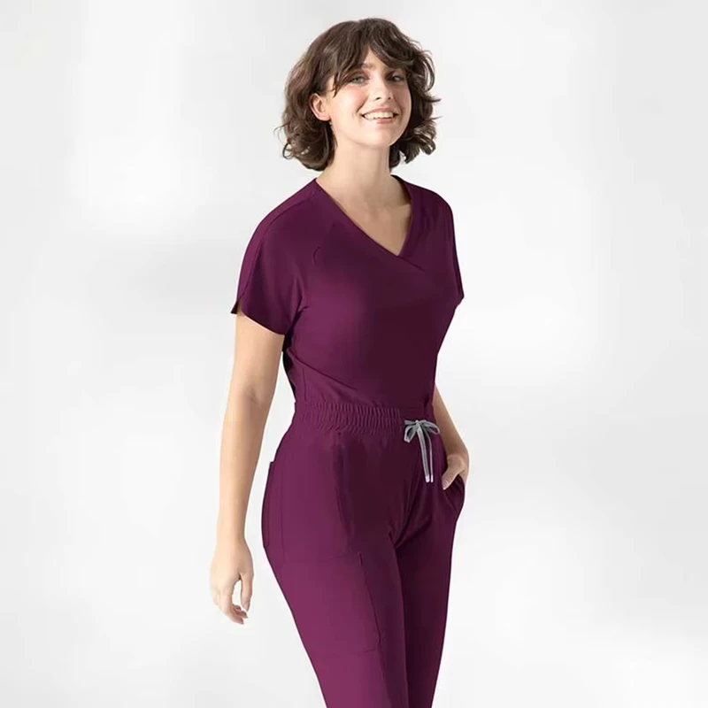 Customize Scrubs Uniforms Sets V Neck Straight Pants Scrub Sets Hospital Doctor Clinic Use Nursing Women Beauty Salon