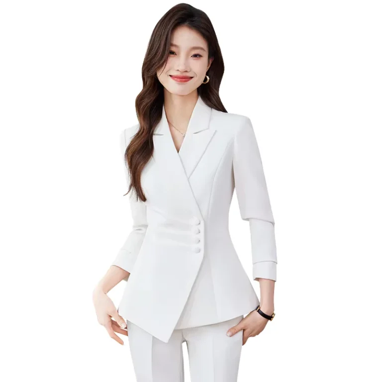 Customize-Suit-Jacket-Female-New-Temperament-Fashion-Little-High-Sense-Korean-Goddess-Fan-V-neck-Knee-Length-Anti-Static-Suit