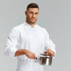Customized 240gsm T C 80 20 Modern Japanese Style Chef Top Jacket with Logo Restaurant & Bar Uniforms 80 20