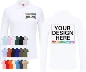 Customized Adults Long Sleeve Polo Shirt Solid Color Knitted Lapel Spring Autumn Printed Logo Group Advertising Cultural