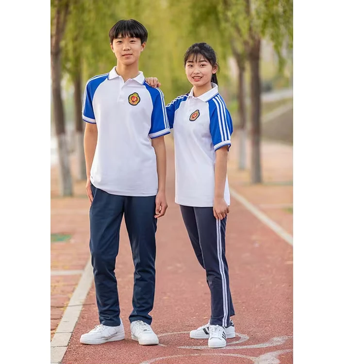 Customized-Children-Girls-High-School-Uniform-Sports-Polo-Shirts-Knitted-Soft-Breathable-School-Uniform-Set-for-T-Shirt-Pants