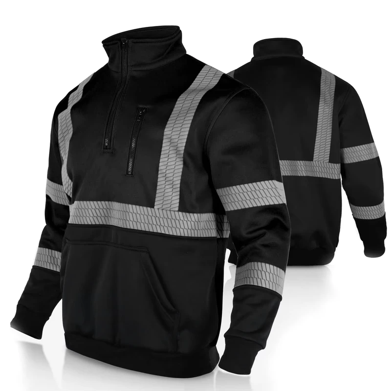 Customized Class 3 Hi Vis Sweatshirt High Visibility Reflective Safety Workwear Polyester Material Mesh Jacket Customizable Logo