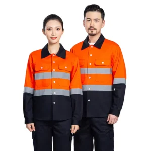 Customized Cotton Reflective Construction Workwear Long Sleeve Hi Vis Breathable Unisex Worker Scrubs Uniform Suit