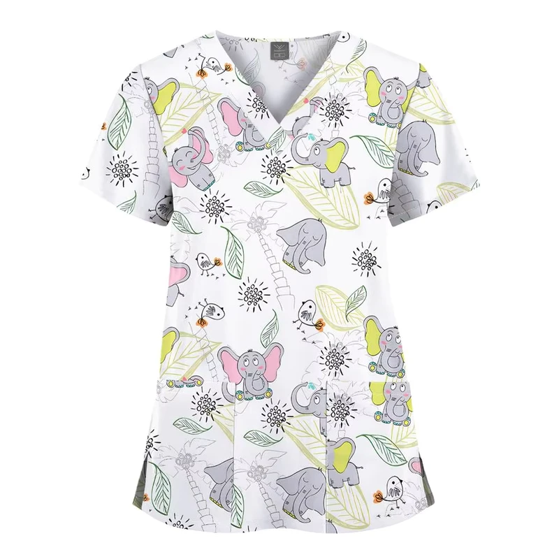 Customized Design Woven Printing Fabric for Children Hospital Nurse and Pediatric Dentistry Scrub Uniform
