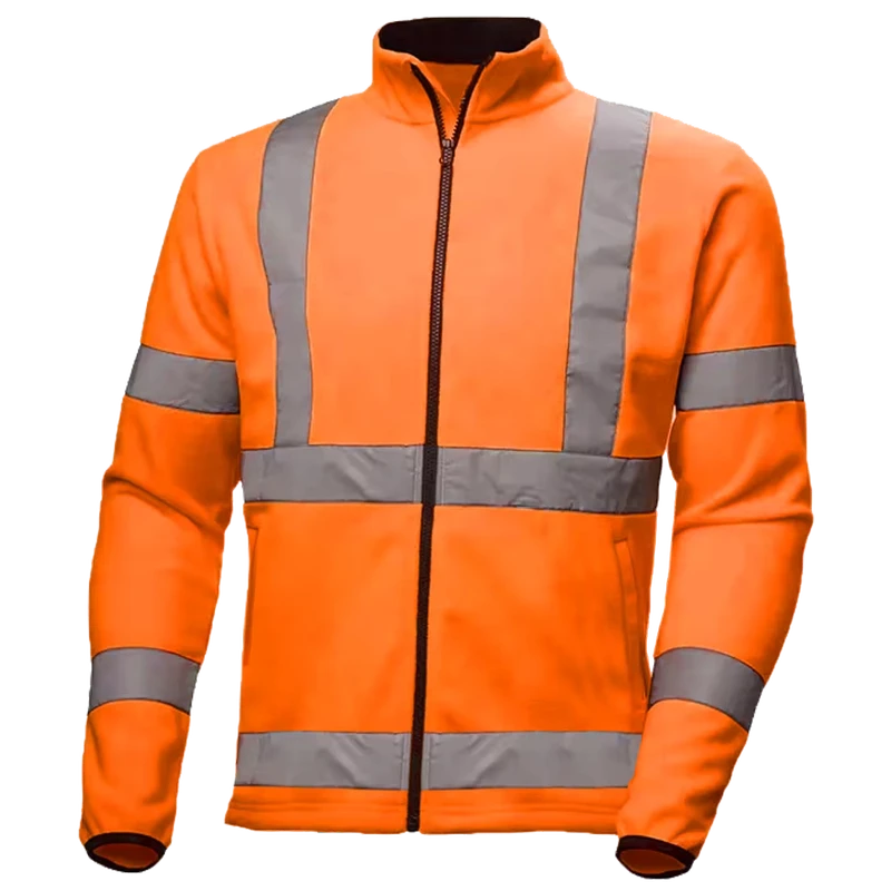 Customized Elastic Cuffs Keep Warm Thickened Double Sides Fleece Reflective Safety Sweatershirt