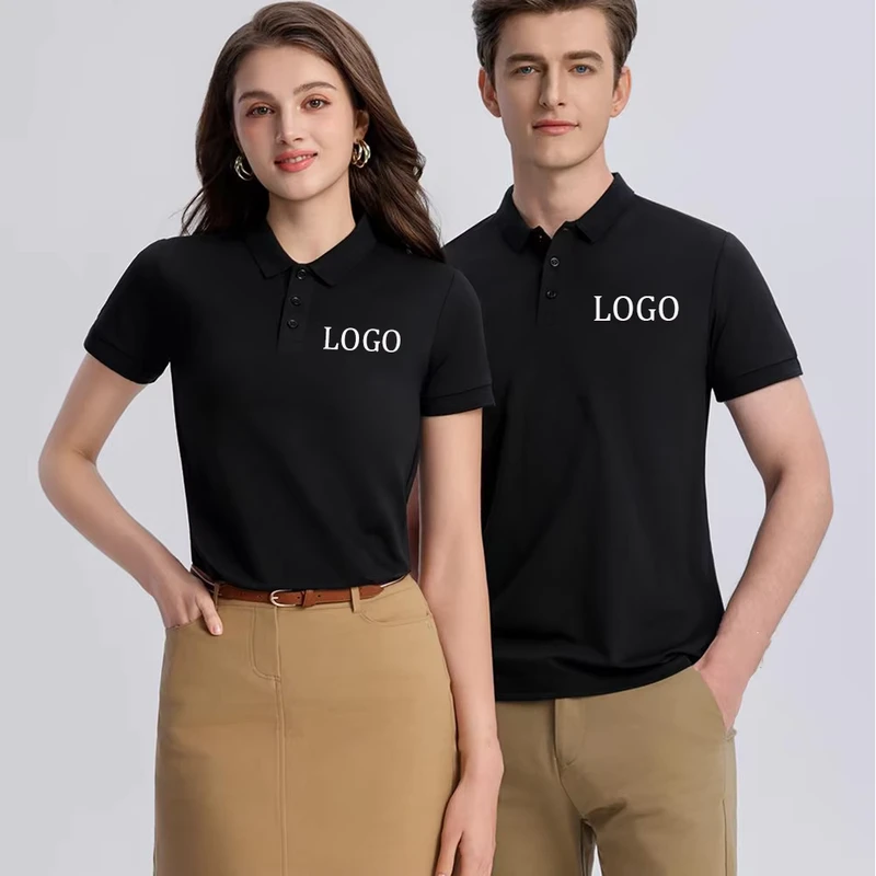 Customized Embroidered Logo Men's Polyester Business Work Polo Shirt Golf Uniform