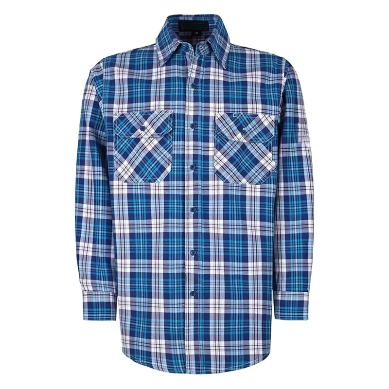 Customized FR Cotton Plaid Lightweight Smelting Electrician Work CAT2 Fire Resistant Shirts