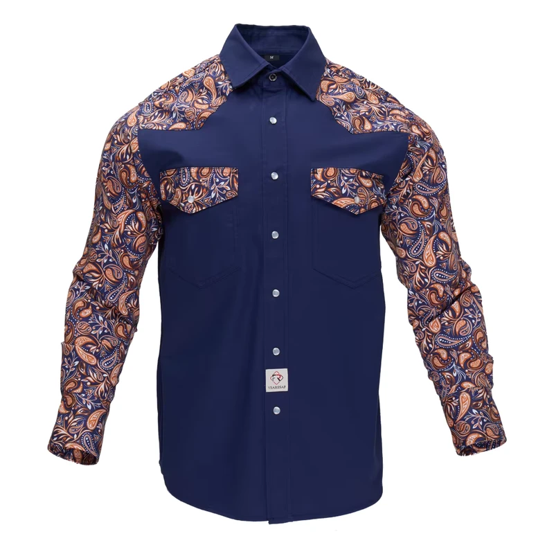 Customized FR Fire Proof Two-tone Paisley Printed CAT2 Flame Retardant Shirts