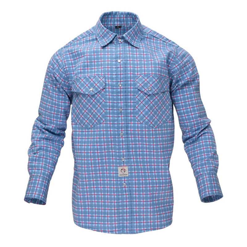 Customized FRC 6.5OZ Cotton Printed Plaid Flash Protective Workwear CAT2 Fire Resistant Shirts
