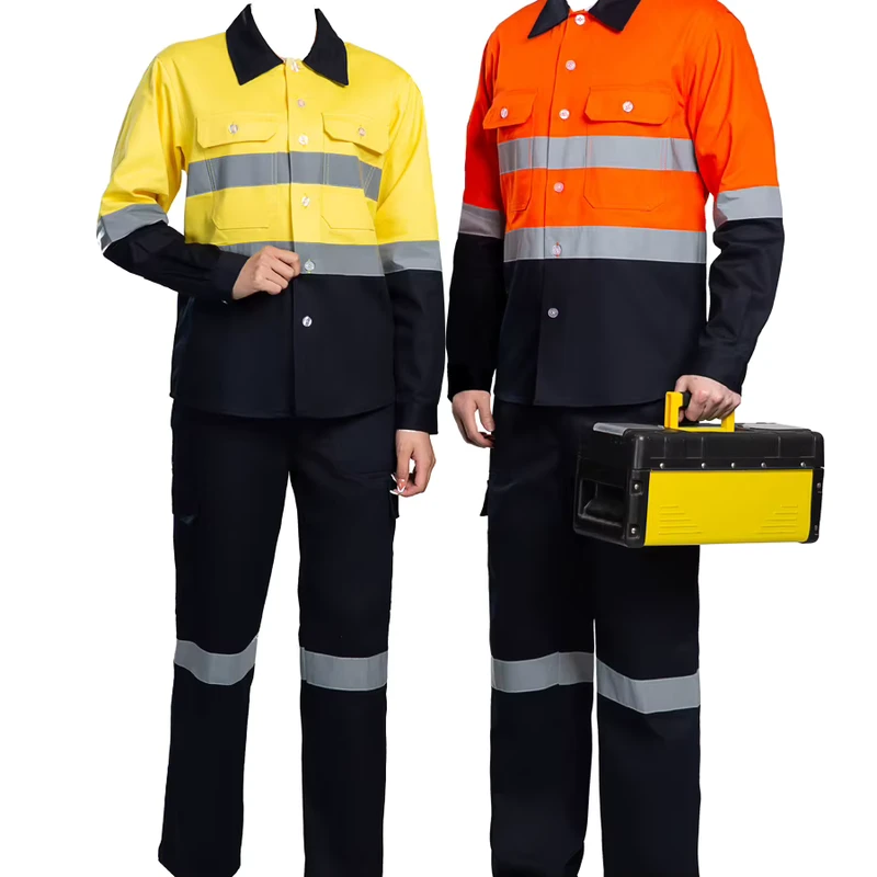 Customized Hi Vis Workwear Women and Men Jacket Pants Pure Cotton Wear Resistant Coal Miners' Work Clothes
