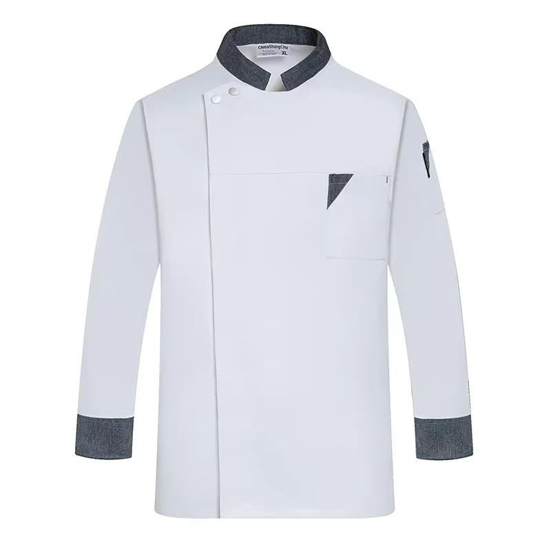 Customized High Quality Chef Jacket Full Sleeve Soft Comfortable Hotel Uniforms Unisex Restaurant Snap