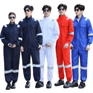 Customized High Visibility Reflective Engineering Suit Breathable 20% Cotton Material One Piece Workwear Dust Proof