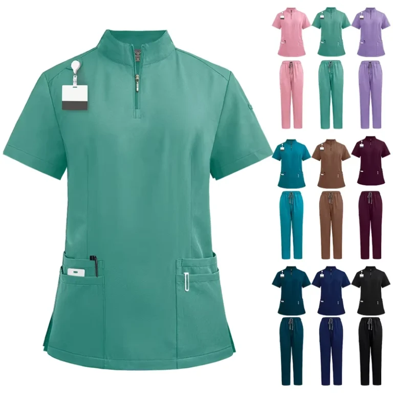 Customized-Hospital-Collar-Work-Clothes-Scrub-Suits-Solid-Color-Nurse-Uniform-Set-Medical-Clinic-Staff-Uniform