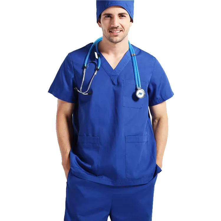 Customized-Hospital-Grey-Scrub-Sets-Anti-Wrinkle-Needle-Detection-Unisex-Short-Long-Sleeve-Medical-Clothing-Woven-Fabric