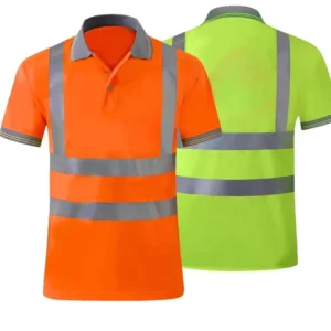 Customized LOGO S-4XL High Visibility Work Wear Reflective Safety Vest Breathable Polyester Polo T-Shirt Stay Cool Fluorescent