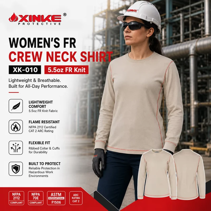 Customized Lightweight Breathable FR Knit Shirt Safety Fire Resistant Work Shirts for Workers