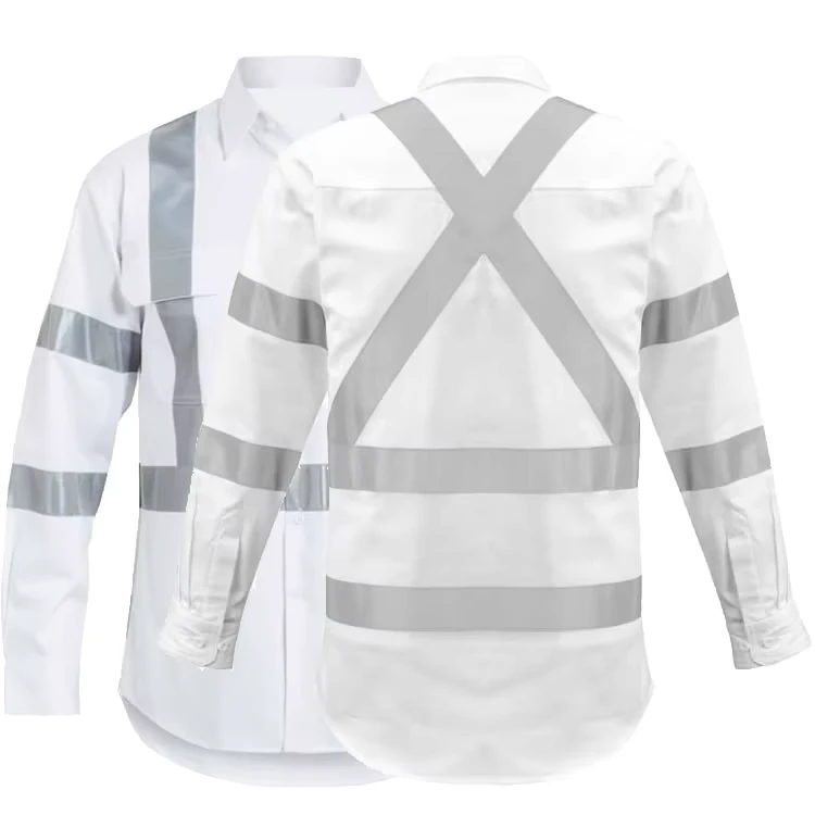 Customized-Logo-100-Cotton-Drill-Vented-Breathable-Long-Sleeve-Australia-Roadway-Traffic-White-Work-Shirt