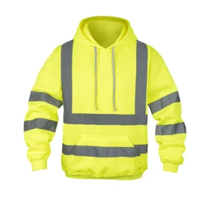 Customized Logo 100% Polyester Fleece Hoodie Coat Two Tone Hivis Reflective Safety Sweatshirt for Men in Stock