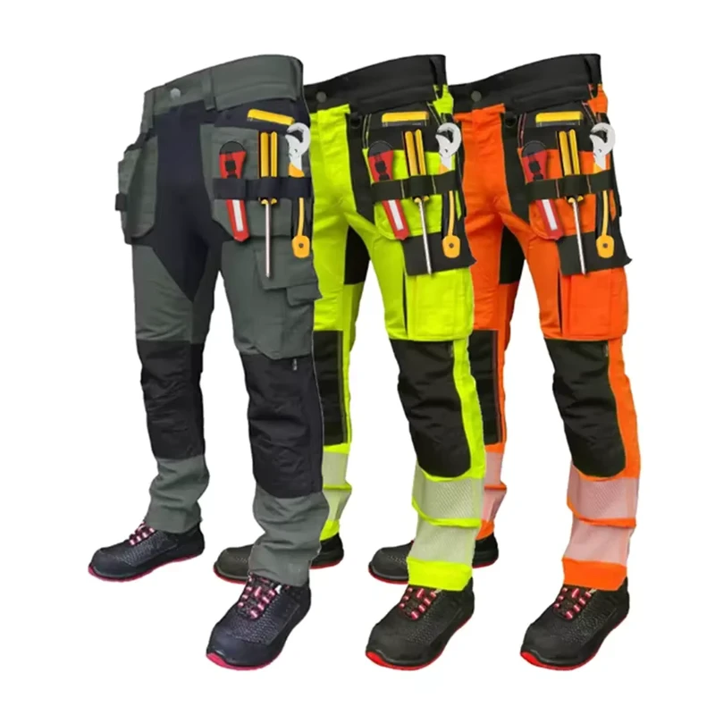 Customized Logo Accepted Professional Workwear Grey Work Clothes Pants Men