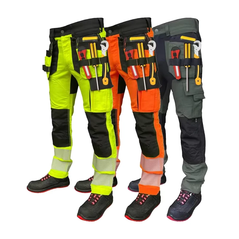Customized Logo Accepted Professional Workwear Grey Work Clothes Reflective Pants Men Fire Retardant FR Pants