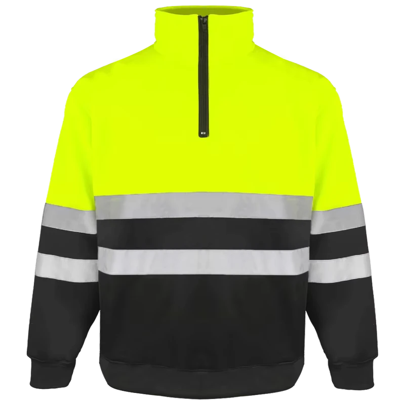 Customized Logo Fluorescent Color Hi Vis Safety Sweatshirt Fall Winter Warm Fleece Pullover Safety Sweatshirt