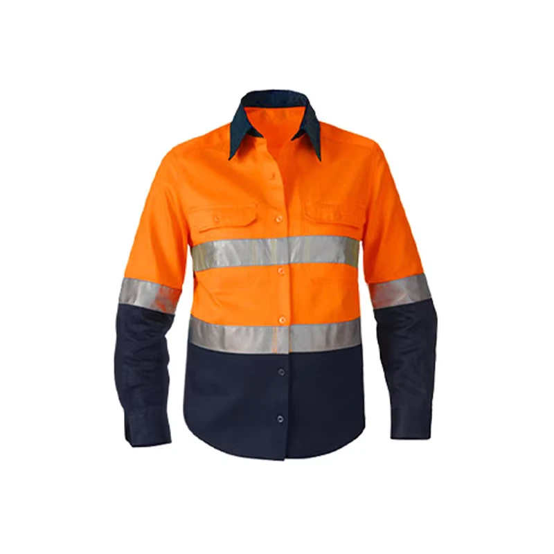 Customized Logo Hi Vis Polyester Cotton Color Block Ripstop Work Wear Reflective Uniforms Work Safety Shirt