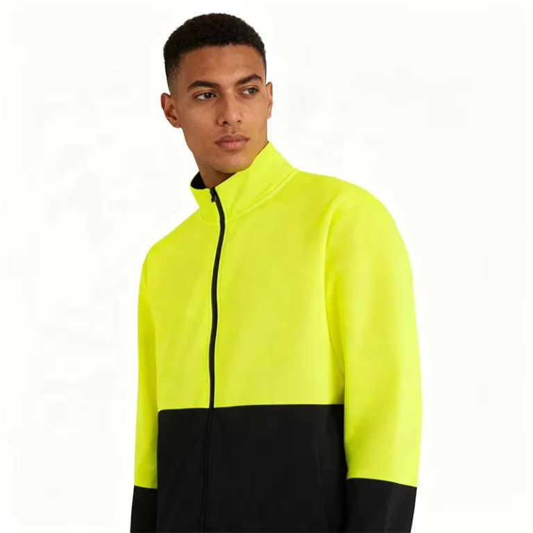 Customized-Logo-Hi-Vis-Two-Tone-ANSI-Class-2-Fleece-Sweatshirt-High-Reflective-Tape-Black-Polyester-AS-NZS-Certified-Workwear