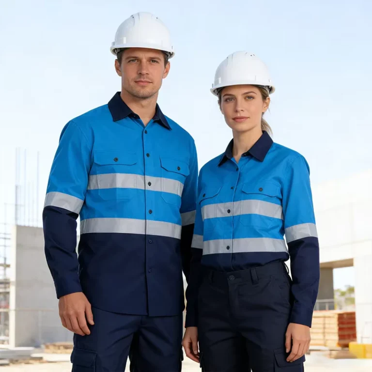 Customized-Logo-High-Visibility-Workwear-Construction-Road-Traffic-Industrial-Cotton-Hi-Vis-Reflective-Safety-Shirt