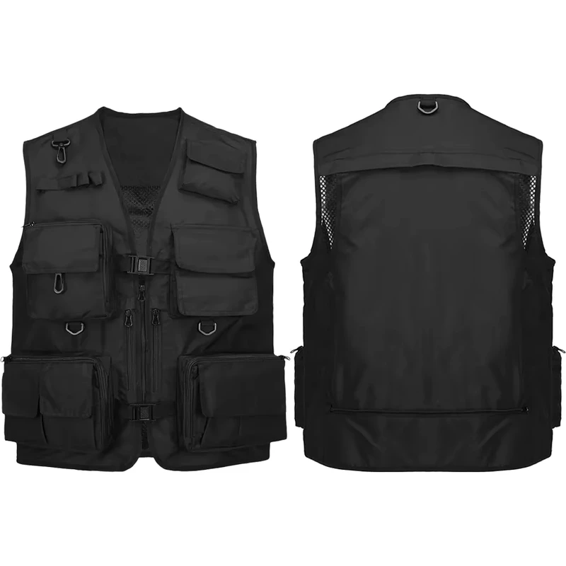 Customized Logo Men's Multi-Pocket Breathable Work Mesh Vest