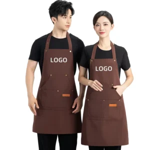 Customized Logo Pattern Printed Waterproof Thickened Twill Canvas Unisex Restaurant and Bar Apron