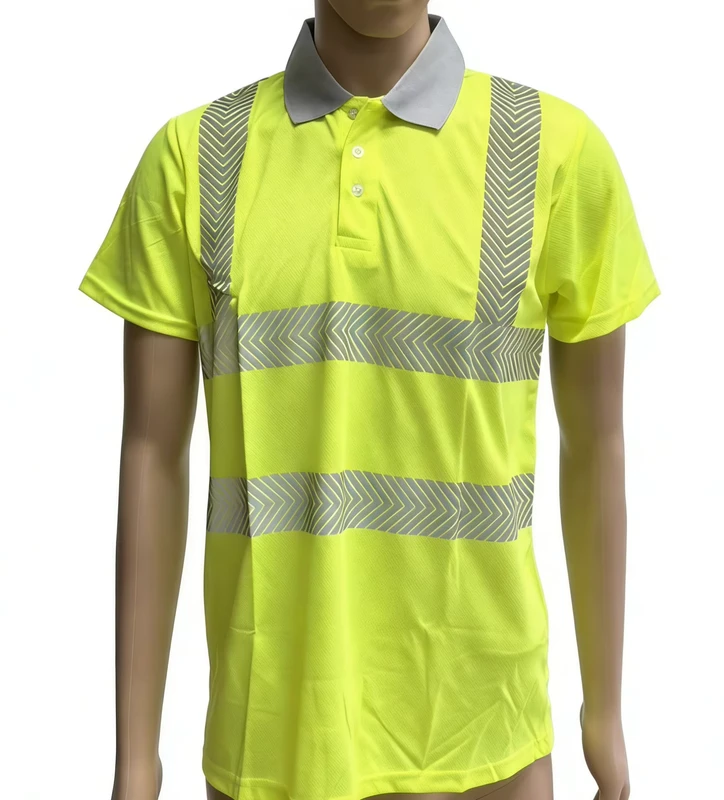 Customized Logo Safety Construction Polo Shirt High Visibility Orange Arrow Reflective Short Sleeve