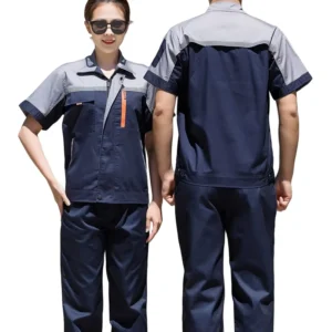 Customized Logo Short-Sleeve Breathable Wear-Resistant Work Clothes for Coal Mining