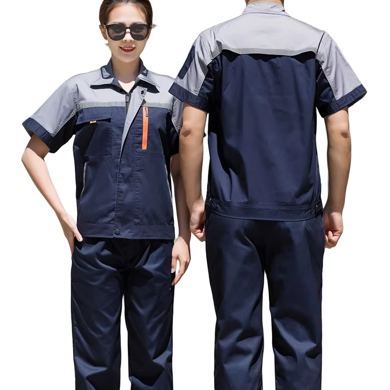 Customized Logo Short-Sleeve Breathable Wear-Resistant Work Clothes for Coal Mining