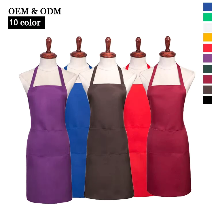 Customized Logo Uniform Apron Hanging Neck Bar Restaurant Personalized Blank Design Embroidered Waiter Apron