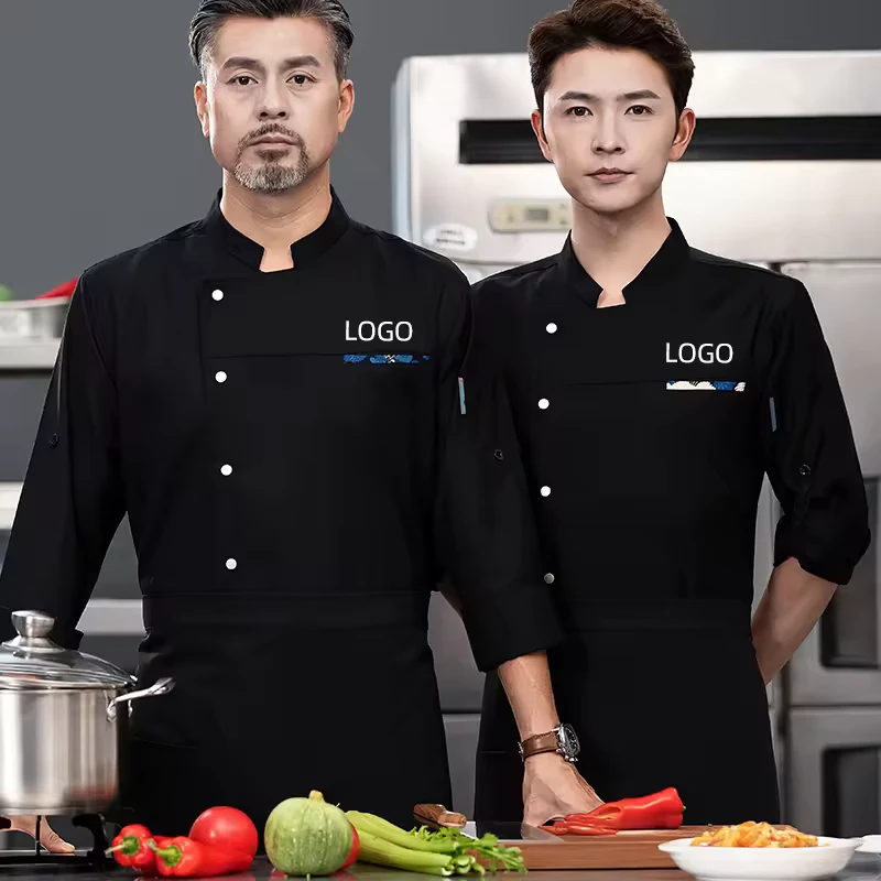Customized Logo for Men and Women Kitchen Work Wear Hotel Kitchen Uniforms Chef Coat