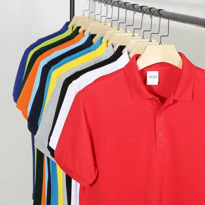 Customized Men's for Polo Shirts 100% Cotton Solid Pattern Short Sleeve Lapel Loose Fit Work Clothes Team Uniforms Advertising