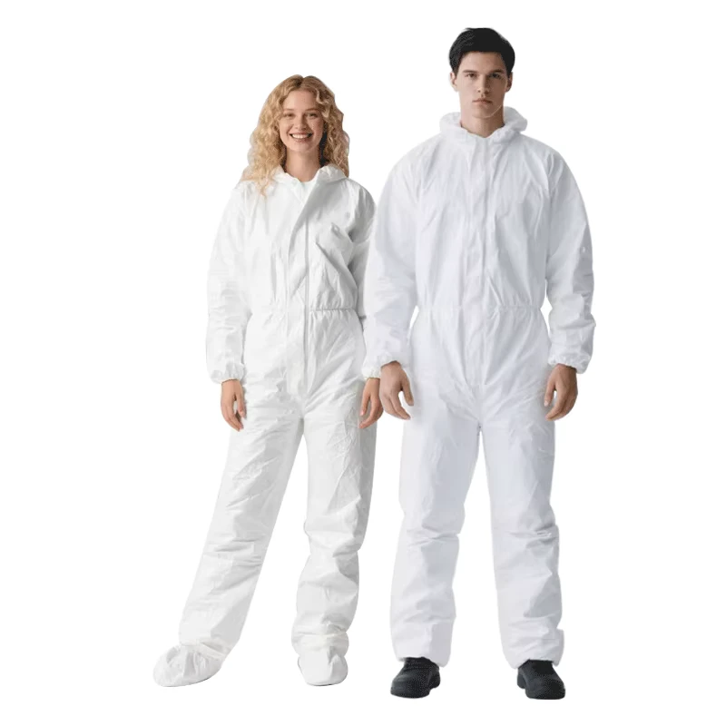 Customized PPE White Coverall Type 5 6 Microporous Disposable Coverall Suit Tyvek Dupont Disposable Hazmat Suit for Work Wear