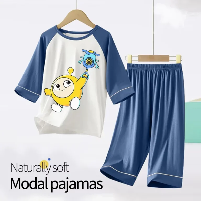 Customized-Pattern-Boys-Pajamas-Modal-Summer-Thin-Childrens-suits-Teenager-Home-Wear-For-Middle-And-Older-Children