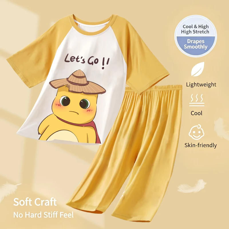 Customized Pattern Modal Children's Pajamas Thin Summer Short-Sleeved Suit Boys' Home Wear