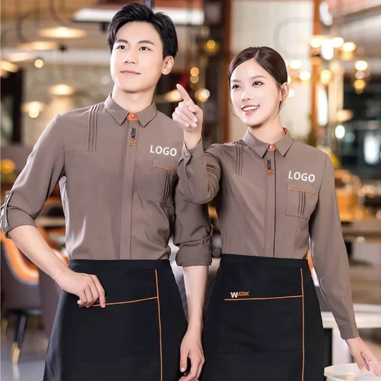 Customized-Polyester-Waiters-Shirt-M-6XL-Restaurant-Service-Worker-Uniform