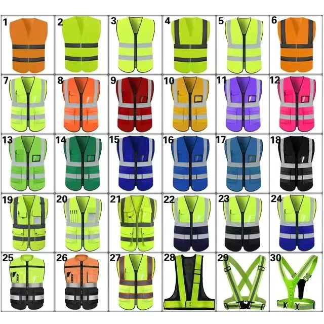 Customized Print Polyester Yellow Reflector Jackets Reflective Vest Cloth Zipper and Utility