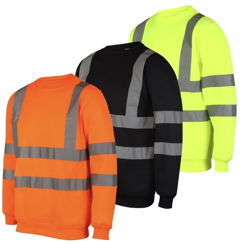 Customized Pullover Long Sleeve Hi Vis Sweatshirt High Visibility Hoodie Reflective Safety Clothing Work Uniform