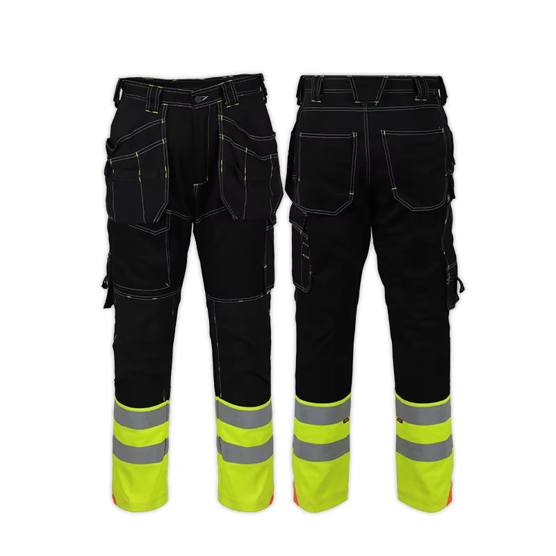 Customized Safety Mens Hi Vis Safety Pants Working Trousers With Reflective Tapes Fireproof Work Pants