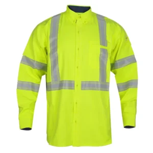 Customized Safety Workwear Hi Vis Reflective Long Sleeve Work Shirts Yellow Reflective Fireproof Security Shirt
