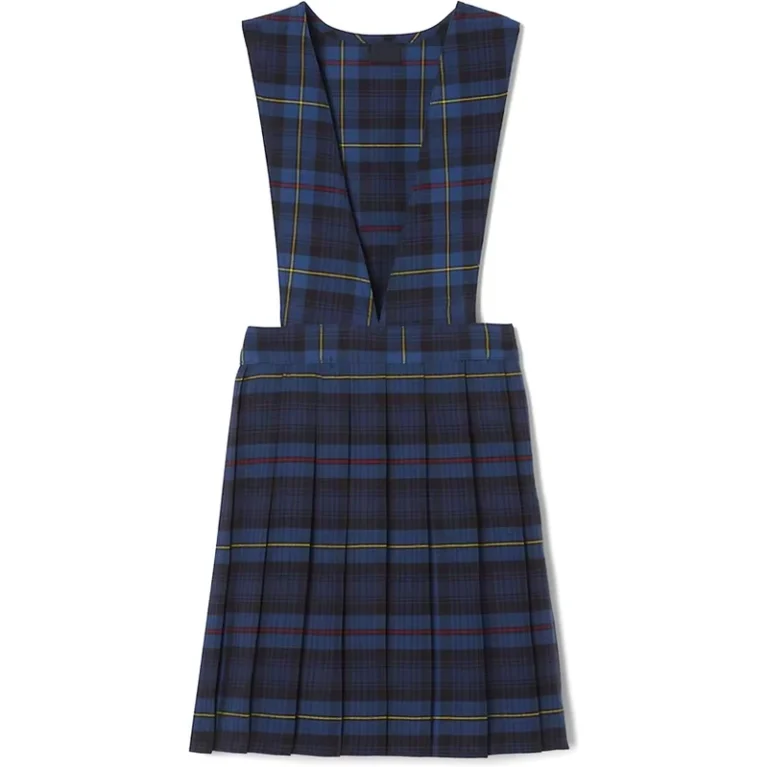 Customized-School-British-Style-Khaki-Uniform-Skirt-V-Neck-Pleated-Jumper-Elastic-Waistband-Pinafore