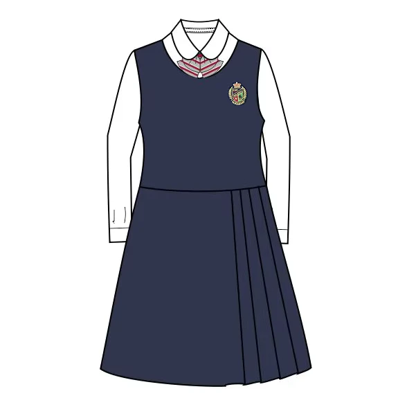 Customized-School-Uniform-Design-White-Shirt-With-Pinafore-Dress-Uniforms-School