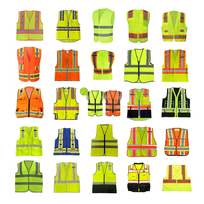 Customized Security Oem Workwear Crew Construction Hi Vis Clothing EN ISO 20471 Class 2 Reflective Safety Vest