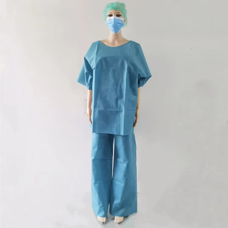 Customized-Size-Super-Soft-Unisex-Disposable-SMS-Anti-Static-Level-D-Protection-Medical-Scrub-Suits-Top-Pant-Hospital-Uniform
