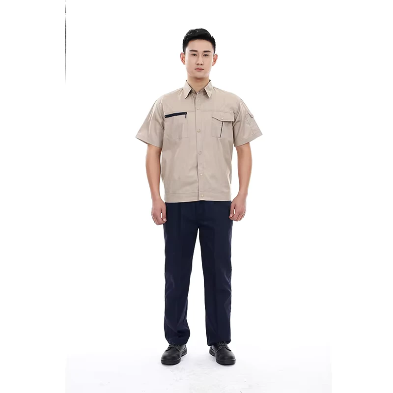 Customized Summer Short Sleeve Working Shirt Driver Construction Workwear Mechanic Work Uniform