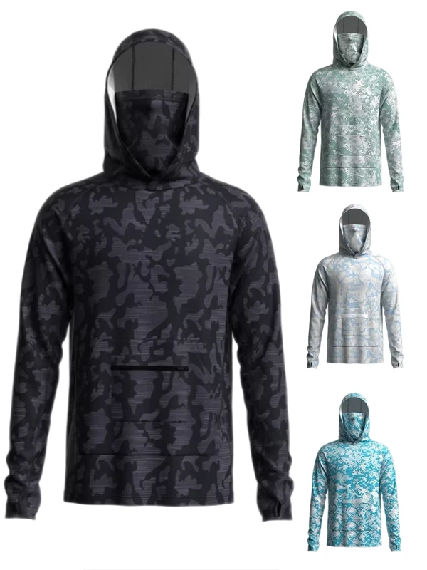 Customized UPF 50 Long-Sleeve Men's Quick-Drying Waterproof Fishing Shirt with Performance Mask